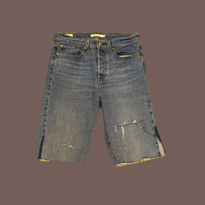 Levi’s Wedgie Fit Denim Shorts | Distressed, Raw Hem | Size 28 | Premium